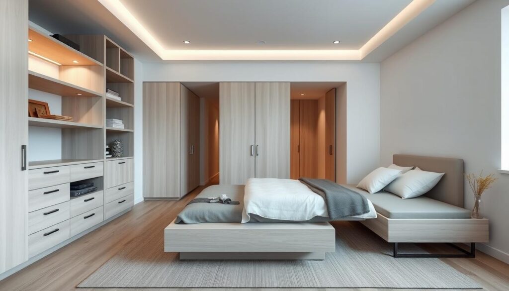 minimalist bedroom storage